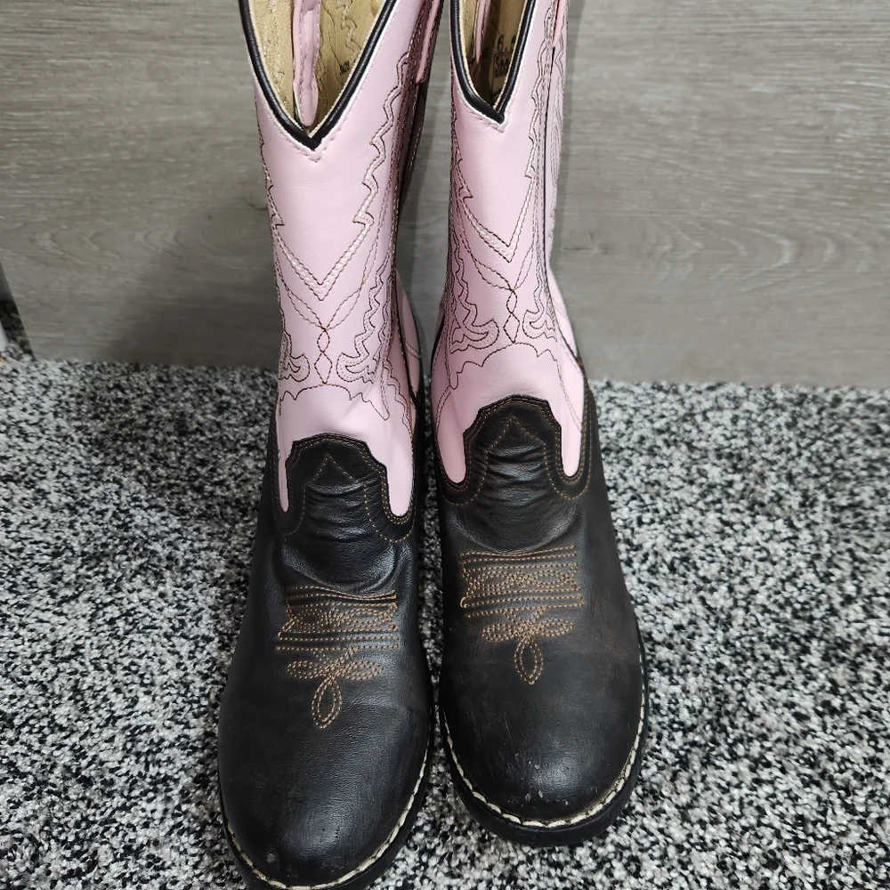 Smoky Mountain Big Girls Western Boots Monterey Leather Brown Pink 1574Y, Sz 6.5